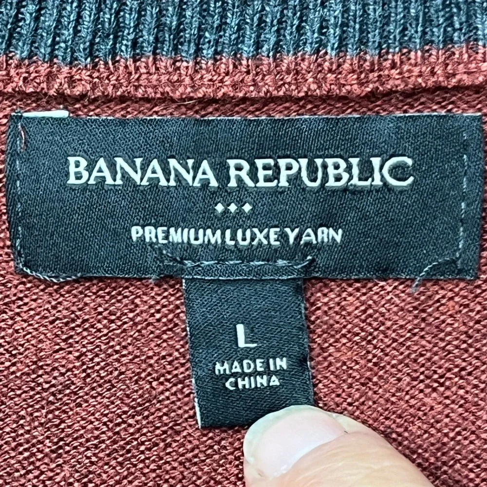 Banana Republic Sweater Mens Large Burgundy V-Neck Long Sleeve Silk Cashmere EUC
